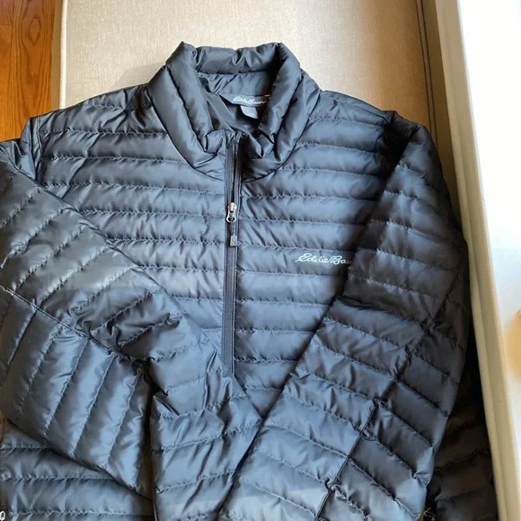 NEW Men’s Eddie Bauer Microlight Down Jacket Coat Black XXL